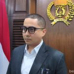 Wakil Ketua DPRD DKI Jakarta, Wibi Andrino memberi keterangan pers setelah Rapimgab